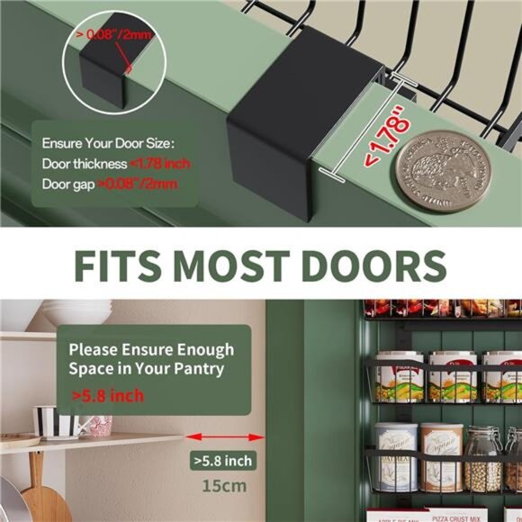 over the door pantry organizer metal storage rack adjustable baskets kitchen - Picture 5 of 7